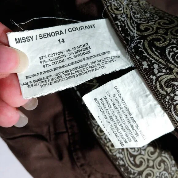 Gloria Vanderbilt Women's Brown Cargo Capri Drawstring Tie Cuff Size 14 - Picture 9 of 9